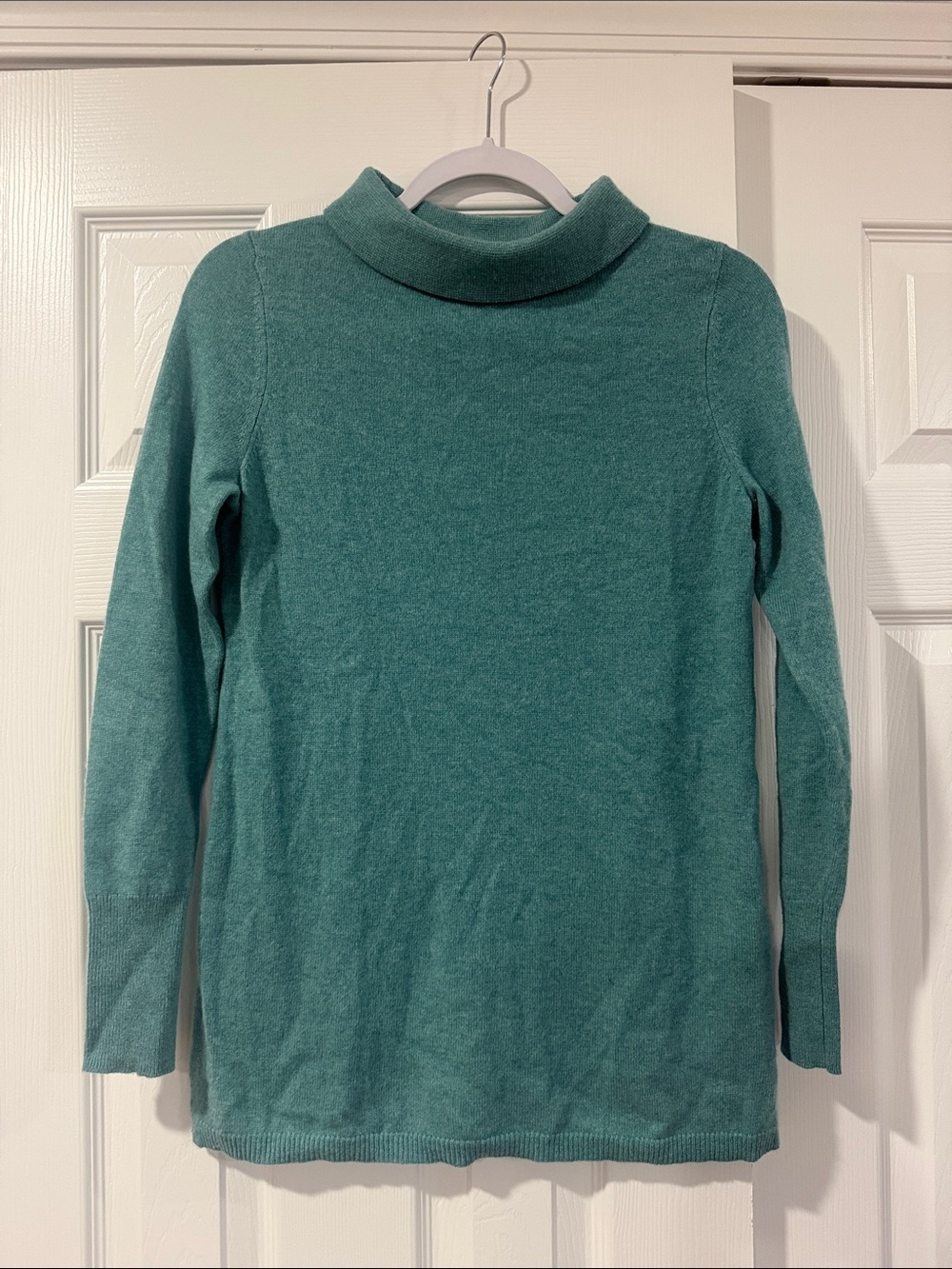 Talbots 100% Cashmere Teal Cowl Neck Sweater - Relaxed Knit
